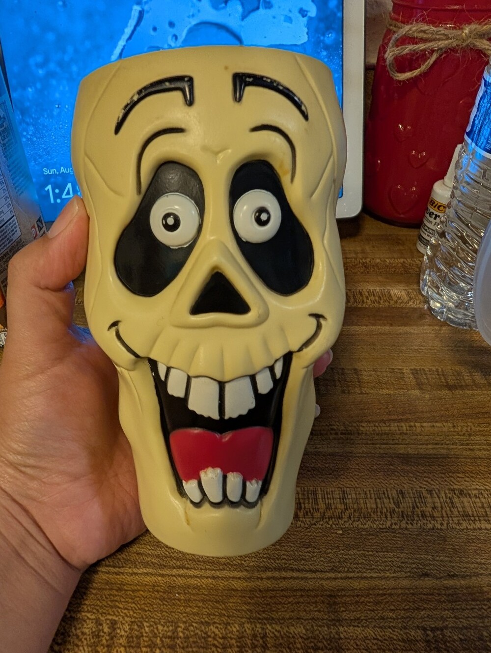 Vintage 1990 Halloween Skeleton Blow Mold Drinking Cup!